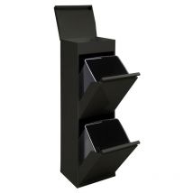 Top Cubo de basura y reciclaje de acero de 2 cubos con bandeja superior multiusos, mueble de reciclaje, 2 x 17 l (34 l) Negro CR226-B - Arregui
