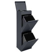 Arregui - Top Recycling Abfalleimer / Mülleimer aus Stahl mit Aufbewahrungsbox mit Deckel, Mülltrennsystem mit 2 entnehmbaren Inneneimern aus