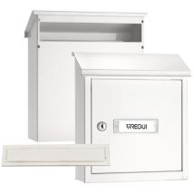 V4031 Pack Bouche d'entrée + Boîte aux lettre en acier pour porte, mur et portail, Fente de 23 x 3 cm, Taille s (Courrier A5) Résistant aux