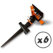 Arroseur à impulsion Portée 5 à 12,5 m Arrosage 30 à 50 m2 pp abs noir - Lot de 6 - Oscillant pic plastique