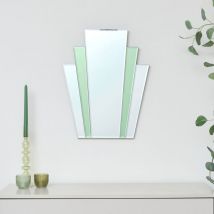 Melody Maison - Art Deco Green Glass Fan Wall Mirror - 50cm x 40cm