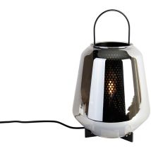 Art Deco Tischlampe schwarz mit Rauchglas 23 cm - Kevin