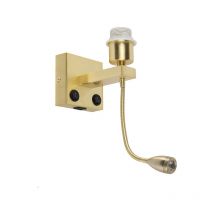 Art deco wall lamp gold with usb and flexarm - Brescia Combi - Gold/Messing