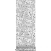 Vliestapete - Tiere des Dschungels - Grau - 10mx53cm - Art For The Home