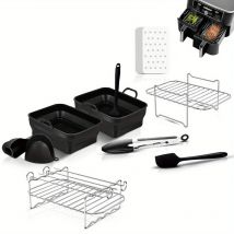 Ensemble d'accessoires Ninja 11 pièces pour friteuses à air à double panier : grilles, revêtements en silicone, pinceau à huile, pinces de cuisine,