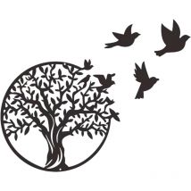 Art mural en métal arbre de vie, logo décoratif mural avec logo oiseau Art mural, applicable salon, chambre à coucher