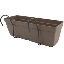 Zanvic - Jardinier de 40 cm avec support de fixation courbe - Gris