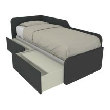 Lit simple 80x190 avec tiroirs - Pratique et peu encombrant pour les chambres et chambres - Basalto