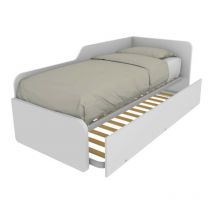 Canapé lit de forme 80x190 avec lit extractible et relevable - blanc