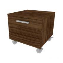 Mobilfino Camerette - ART.720C - Commode l 45 chambre-bureau à roulettes et 1 tiroir h.32, avec glissières à fermeture lente 45x45x44 (LxlxH) - Noyer