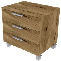 Mobilfino Camerette - ART.809C3 - Commode l 60 chambre-bureau à roulettes et 3 tiroirs h.16, avec glissières à fermeture lente 60x45x60 (LxPxH)