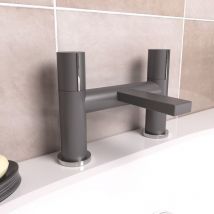 Nes Home - Arte Handleless Futuristic Matte Grey Bath Filler Tap Deck Mounted Brass