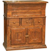 Biscottini - Artesa de madera maciza de tilo acabado con efecto nogal 81x45x92 cm