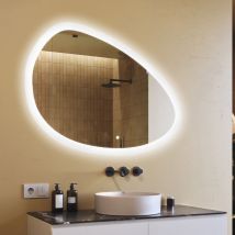 Artforma - Miroir Salle De Bain Led, 114x84, Interrupteur Tactile, Led Dual, Miroir Irrégulier