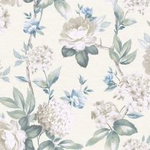 Arthouse - Keeka Floral Blue Cream Wallpaper Flowers Nature Classic Feature Wall