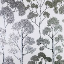Delamere White Silver Wallpaper Arthouse Metallic Tree Natural Floral