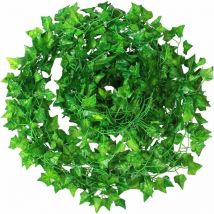Soekavia - Moon-Ivy Artificial 12pcs Ivy Artificial Plant Hanging Garland Leaves for Outdoor Garden Wall Party Wedding Decoration