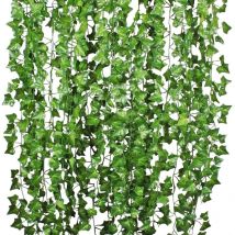Qersta - Lierre Artifici Plantes Guirlande Vigne 12 Pcs 84 Ft Exterieur Lierre Artifici Guirlande Décoration pour Célébration, Mariage, Cuisine,