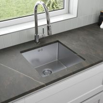 Artikitch - Kitchen Sink Undermount Stainless Steel Large Square Single Bowl Strainer Waste