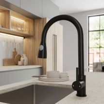 Artikitch - Pull Out Kitchen Mixer Tap Dual Spray Swivel Spout Hose Single Lever Matt Black