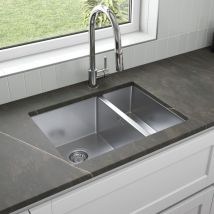 Artikitch - Stainless Steel Kitchen Sink Deep Undermount 1.5 Bowl Strainer Waste 590x440mm