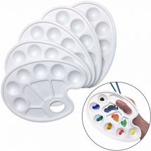 5 tavolozze per miscelare Colori a Olio acrilici acquerelli - 10 vaschette - 23,5x17cm con Foro per Impugnatura - Artina