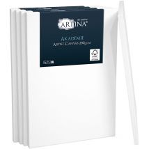 Artina - Akademie - Set de 5 Piezas - Lienzos Blancos para Pintar - con Bastidor 280g/m² 70cm, 50cm