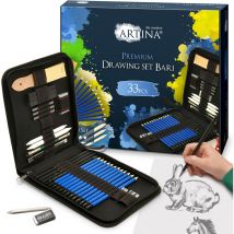 Kit per Disegno Bari - Astuccio artisti Super accessoriato con matite per Schizzi Lapis Grafite carboncino Gomma - Artina