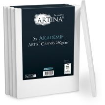 Lot de 5 Toile à peindre 280g/m² Akademie 80cm, 60cm - Artina