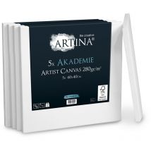 Lot de 5 Toile à peindre 280g/m² Akademie 40cm, 40cm - Artina