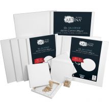 Set da 12 tele per pittura 30x40cm 20x20cm 20x30cm 30x30cm e 40x60cm serie Akademie - 100% cotone bianco 280g/m² - telaio in legno certificato fsc