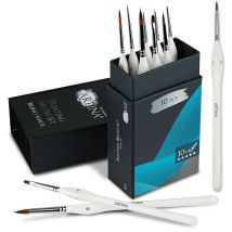 Set di pennelli Bilbao - Set di 10 pennelli con manici triangolari in legno - Set di pennelli in diverse forme - Con peli in nylon e ghiera in rame