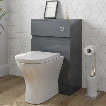 Grey Gloss Back to Wall Toilet Unit & d Shape Toilet - 500 x 320mm - Artis