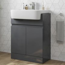 Artis - Grey Gloss Freestanding Vanity Unit with Semi Recessed Basin - 600mm