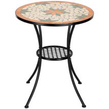 Famiholld - Artisasset Maple Leaf Pattern Inlaid Porcelain Round Table Wrought Iron Folding Table and Chair Set 28in Europe
