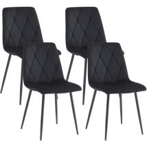 Artist Hand - Set of 4 Dining Chairs for Dining Room Living Room, Velvet Fabric Kitchen Chairs Set with Upholstered Seat Backrest Solid Metal Legs,