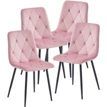 Artist Hand - Set of 4 Dining Chairs for Dining Room Living Room, Velvet Fabric Kitchen Chairs Set with Upholstered Seat Solid Backrest Metal Legs,