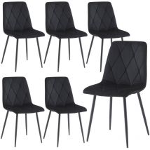 Artist Hand - Set of 6 Dining Chairs for Dining Room Living Room, Velvet Fabric Kitchen Chairs Set with Upholstered Seat Backrest Solid Metal Legs,