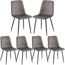 Artist Hand - Set of 6 Dining Chairs for Dining Room Living Room, Velvet Fabric Kitchen Chairs Set with Upholstered Seat Solid Backrest Metal Legs,