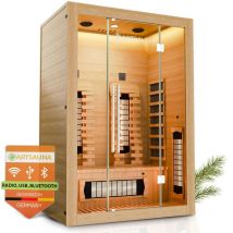 Infrarotkabine Kiruna130 Premium mit Vollspektrum- & Flächenstrahler, 2 Person, led Farblicht & Glastür, Infrarotsauna Sauna - Artsauna