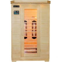 Artsauna - Infrarotkabine Oslo - Wärmekabine Vollspektrumstrahler für 2 Personen - LED-Farblichttherapie - Infrarotsauna 120x100 cm aus Hemlockholz