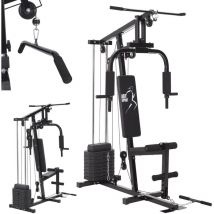 Artsport - Kraftstation ProfiGym 2000 mit Latzug- & Butterflystange, Seilzug & Beinstrecker - 9 Gewichte mit 40kg - Multistation Krafttraining Zuhause