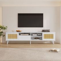 Arturesthome - Meuble tv en rotin blanc pour téléviseurs de 90 pouces