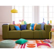Lisa Design - Arty - canapé modulable 3 places - en tissu mailles 3d - vert olive