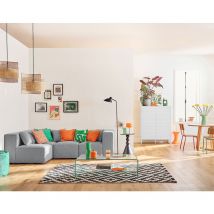 Lisa Design - Arty - canapé modulable d'angle gauche 5 places - en tissu mailles 3d - gris clair