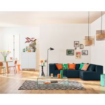 Lisa Design - Arty - modulares ecksofa rechts 5-sitzer - aus 3d-mesh-stoff - entenblau