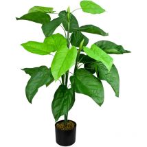 Arum Taro Plante Artificielle Artificiel Plastique avec Pot 85cm Decovego