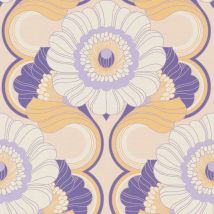 Bricoflor - as Creation 70's Retro Floral Chic Purple Wallpaper Textured Paste The Wall