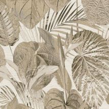 As Creation - Botanical Garden Leaves Wallpaper Taupe Grey Textured Paste The Wall