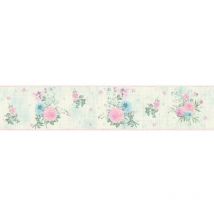 A.s.creations - as Creation Floral Stripes Chic Green Wallpaper Border Flowers Textured 5mx13cm
